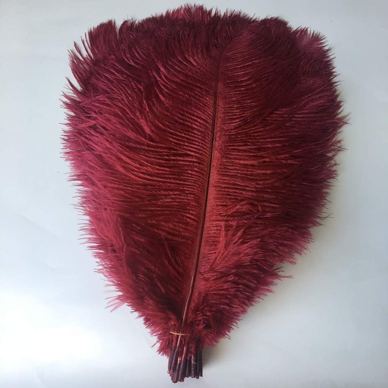 Sowder 10pcs Ostrich Feathers 12-14inch(30-35cm) for Home Wedding Decoration(Burgundy) - Image 3